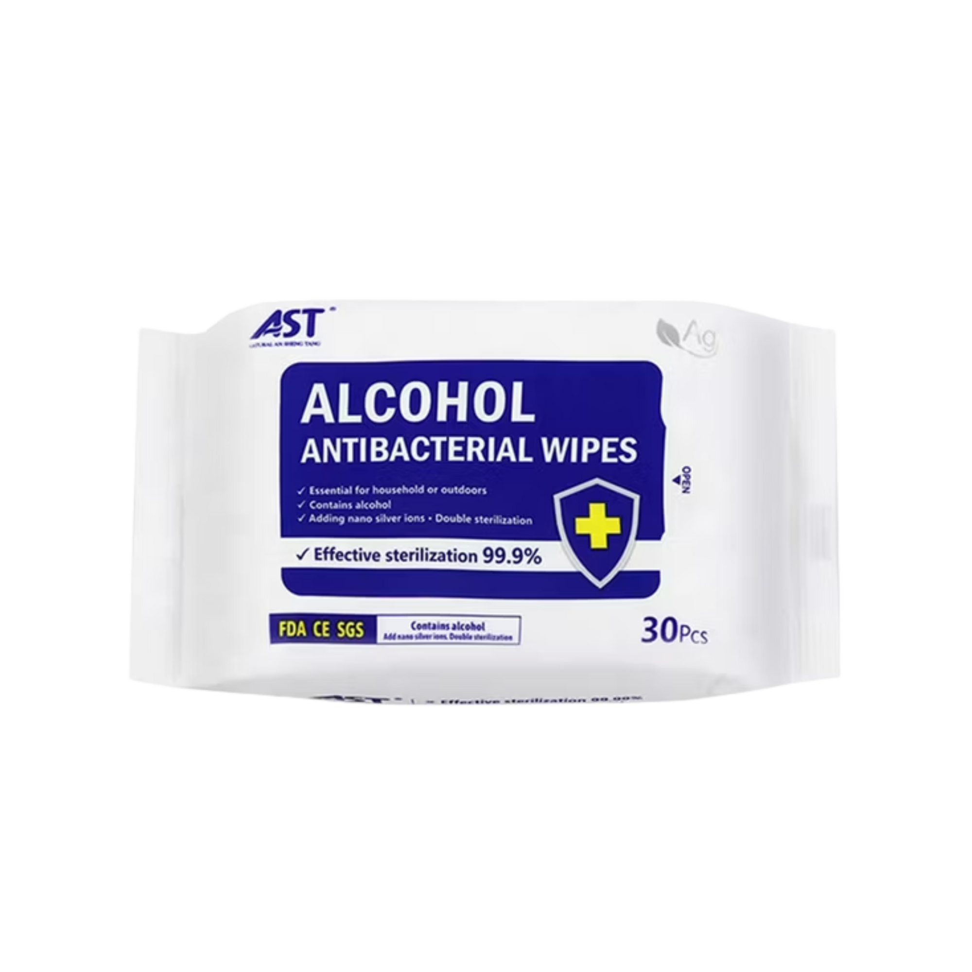AST Alcohol Disinfecting Wipes - 75% Ethyl Alcohol, Kills 99.9% of Bacteria & Viruses, 5.9x7.8 in