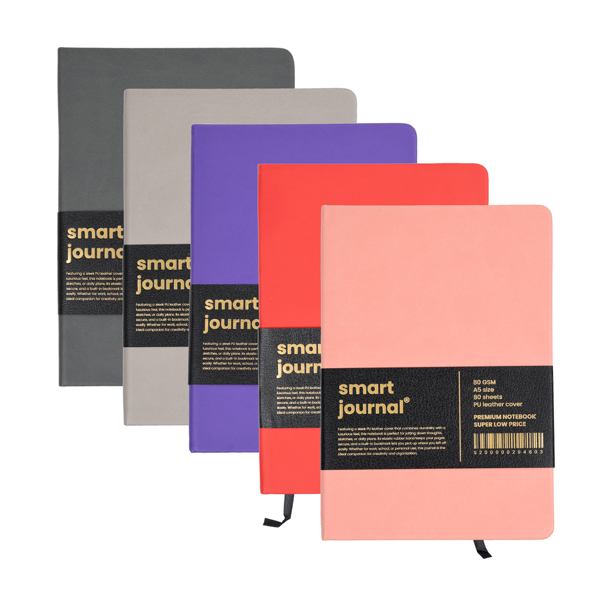 Smart Journal PU Leather Notebook - 80GSM, 80 Sheets