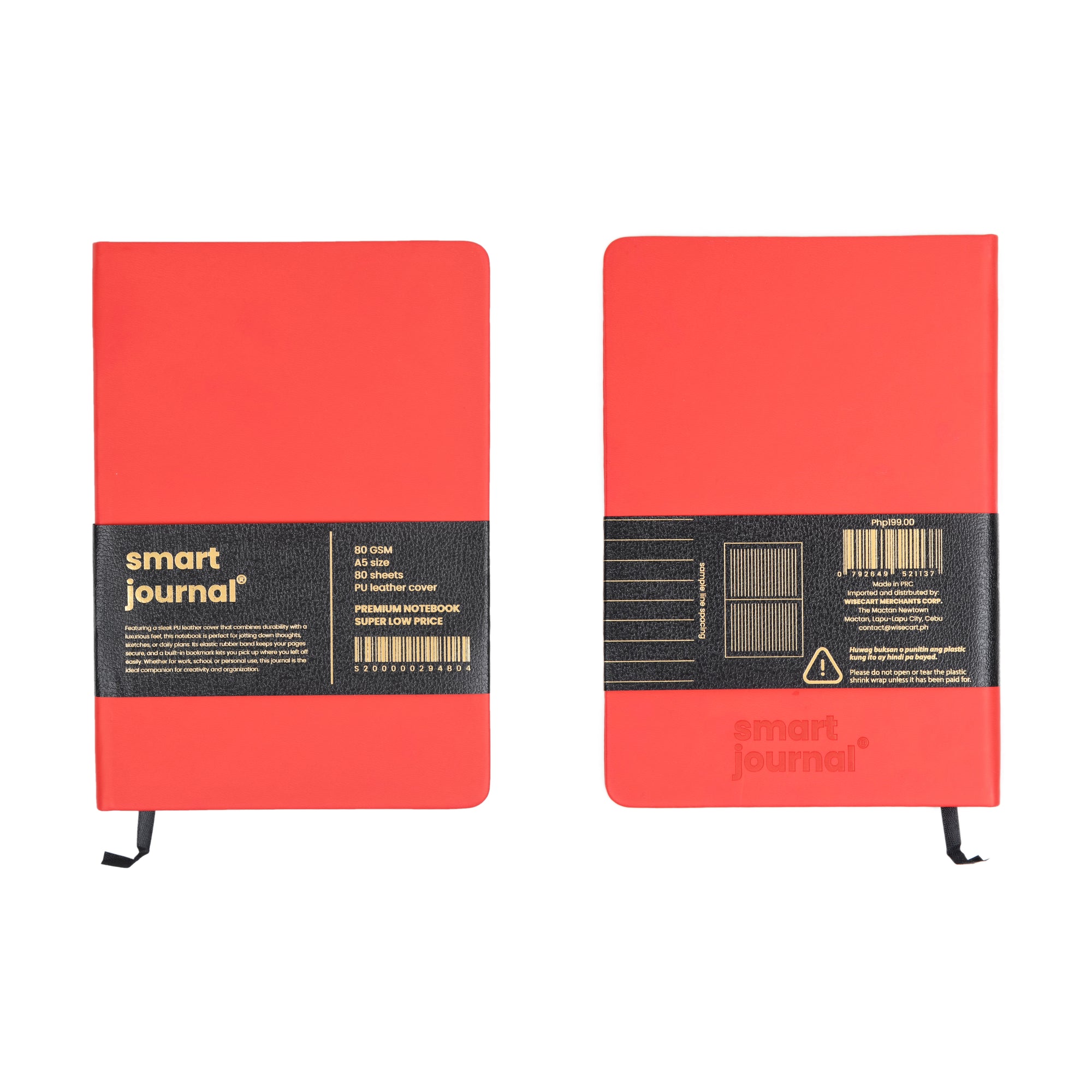 Smart Journal PU Leather Notebook - 80GSM, 80 Sheets