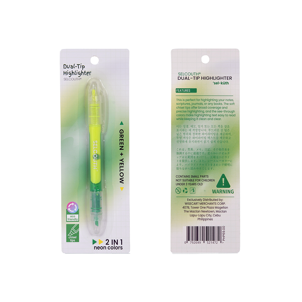 Selcouth® Dual Tip Highlighter Pen Set - Assorted Neon Colors, Chisel Tip for Organizing & Coloring