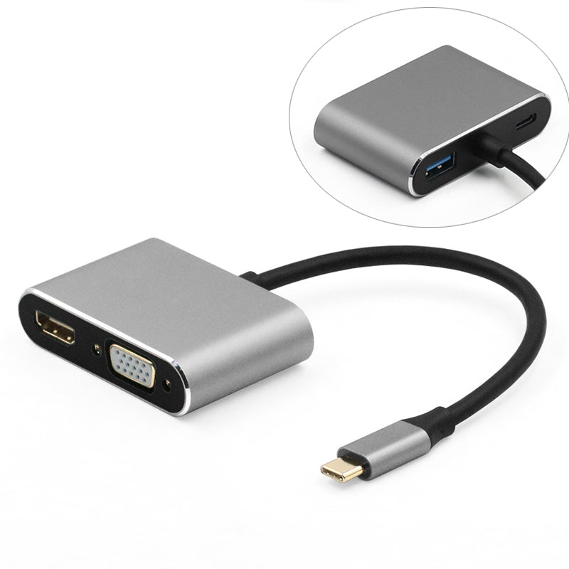 WiseCart® USB-C Hub - HDMI 4K, VGA, USB 3.0, 65W PD, Aluminum Alloy, for Mac/Windows
