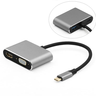 WiseCart® USB-C Hub - HDMI 4K, VGA, USB 3.0, 65W PD, Aluminum Alloy, for Mac/Windows