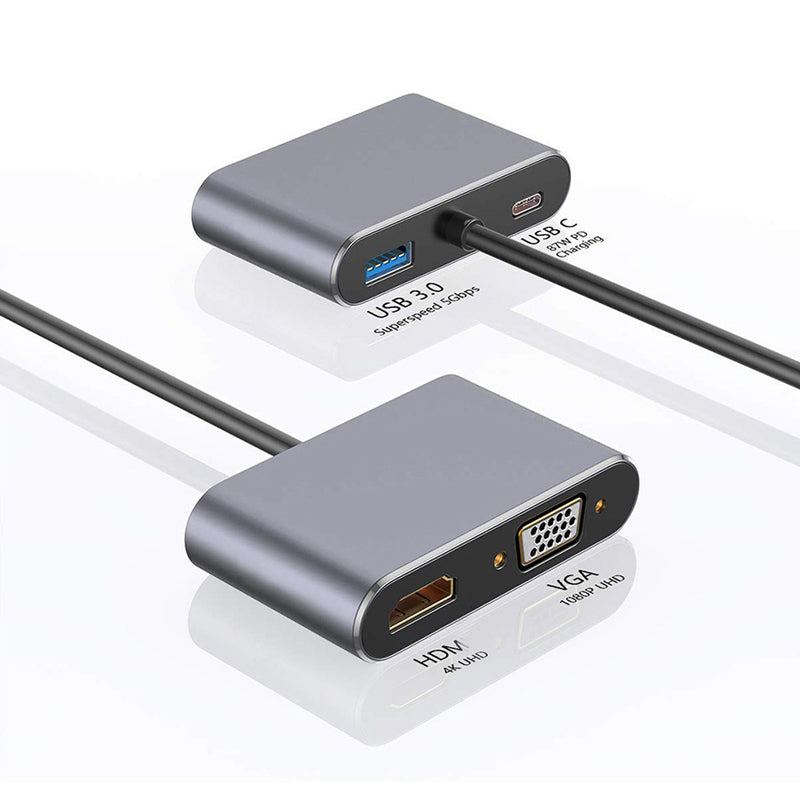 WiseCart® USB-C Hub - HDMI 4K, VGA, USB 3.0, 65W PD, Aluminum Alloy, for Mac/Windows