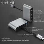 WiseCart® USB-C Hub - HDMI 4K, VGA, USB 3.0, 65W PD, Aluminum Alloy, for Mac/Windows