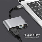 WiseCart® USB-C Hub - HDMI 4K, VGA, USB 3.0, 65W PD, Aluminum Alloy, for Mac/Windows
