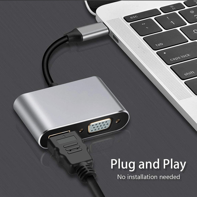 WiseCart® USB-C Hub - HDMI 4K, VGA, USB 3.0, 65W PD, Aluminum Alloy, for Mac/Windows