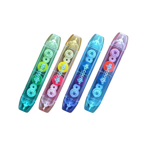 Selcouth® Dual Tip Highlighter Tape Dispenser - Removable & Reusable Dry-Erase Tape, Low-Tack Residue-Free Adhesive