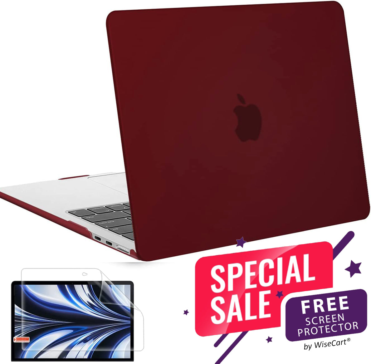 MacBook Air Case 13-15" for M2/M3/M4 - Soft Touch Shell with FREE Screen Protector