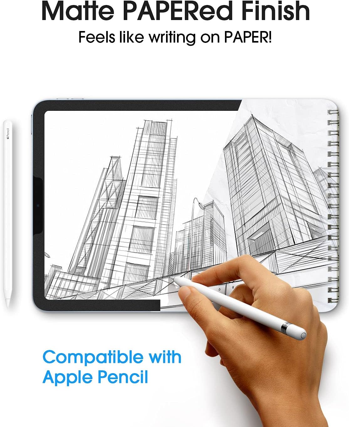 Matte iPad Screen Protector - Paper-Feel Anti-Glare for Pro/Air/Mini, Apple Pencil Compatible