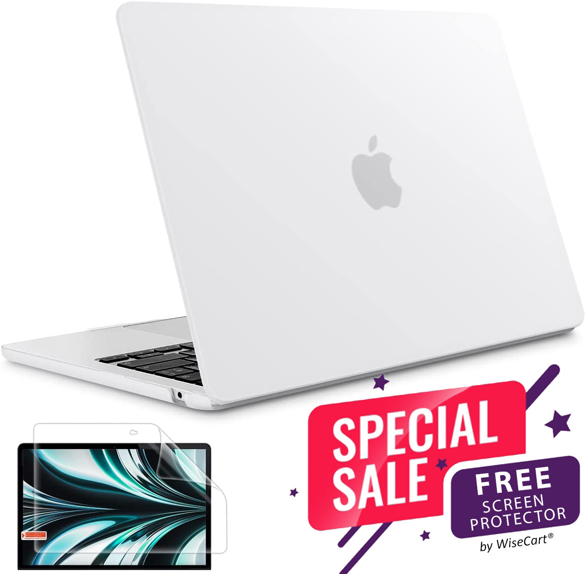 MacBook Air Case 13-15" for M2/M3/M4 - Soft Touch Shell with FREE Screen Protector