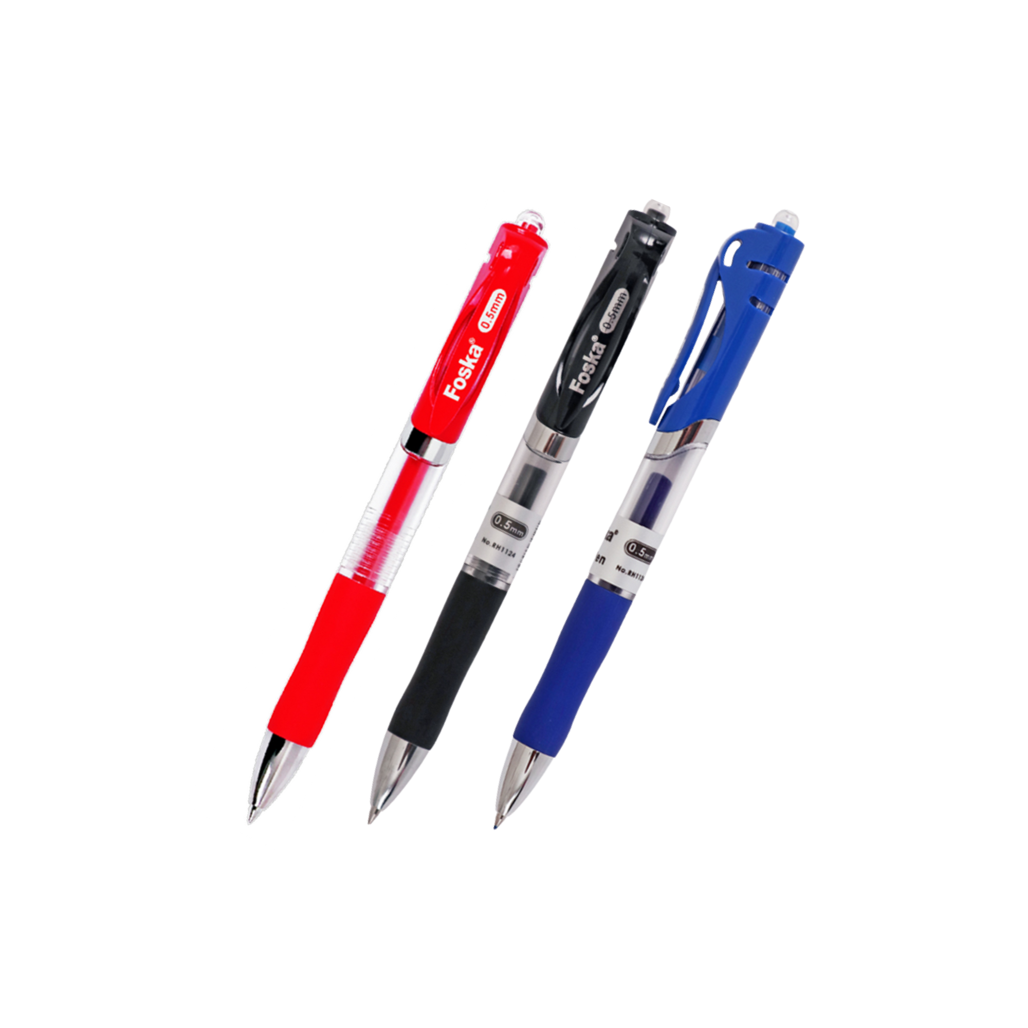 Foska® Gel Ink Pens - 0.5mm Fine Point, Quick-Dry & Smudge-Resistant, 2-Pack (Black, Blue)