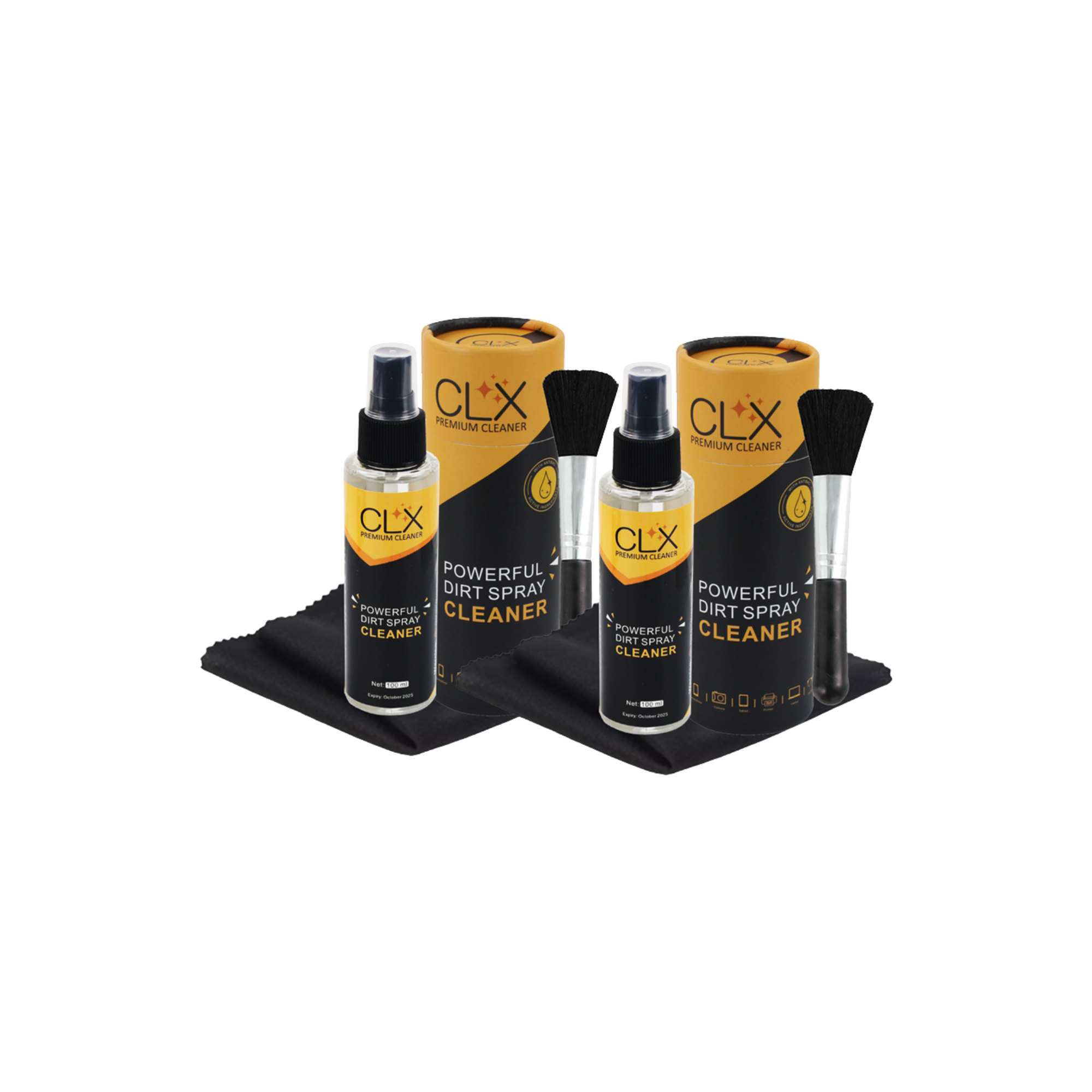 WiseCart® CLX Antibacterial Screen Cleaning Kit - 100mL Spray, Microfiber Cloth, Brush, Streak-Free & Anti-Static