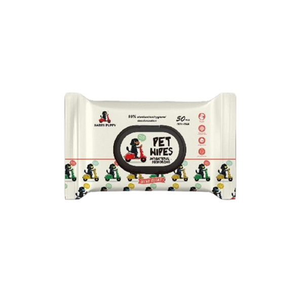 Harry-Puppy Pet Wipes - Antibacterial & Deodorizing with Aloe & Vitamin E, 50 Sheets