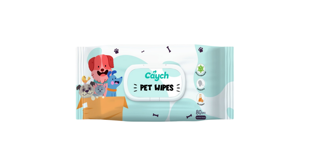 Caych® Pet Wipes - Deodorizing with Aloe & PHMB, EU REACH Certified, 80 Sheets