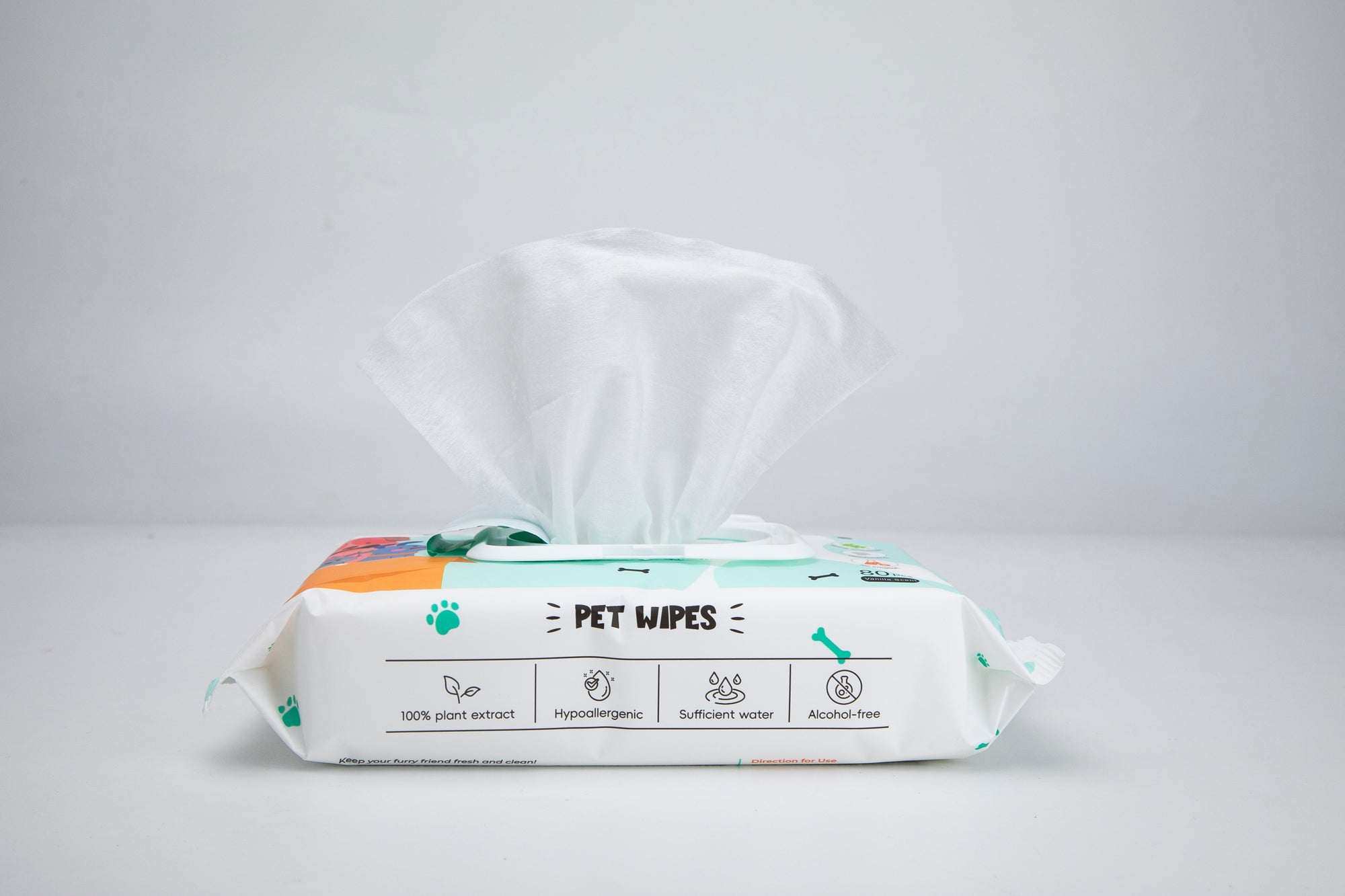 Caych® Pet Wipes - Deodorizing with Aloe & PHMB, EU REACH Certified, 80 Sheets