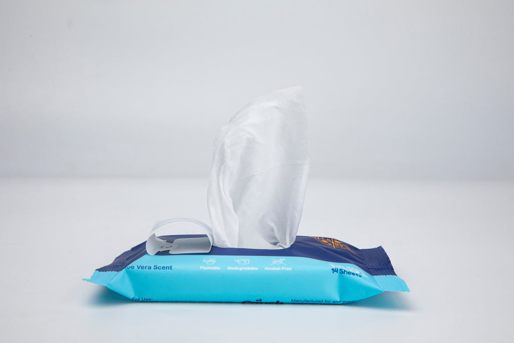 Caych® Flushable Wet  Wipes - 98% Decomposable, pH 6.5 with Witch Hazel & Aloe, 60+14 Sheet Pack