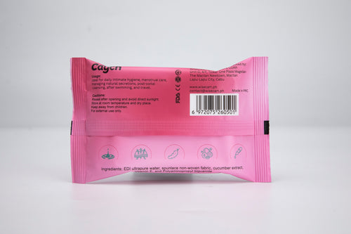 Caych® Flushable Feminine Wipes - pH-Balanced, Rose Scent with Vitamin E, 16 Sheets