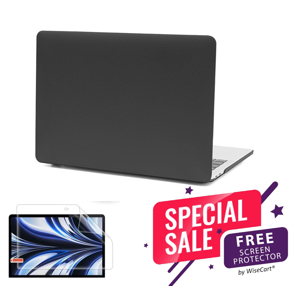 MacBook Air Case 13-15" for M2/M3/M4 - Soft Touch Shell with FREE Screen Protector