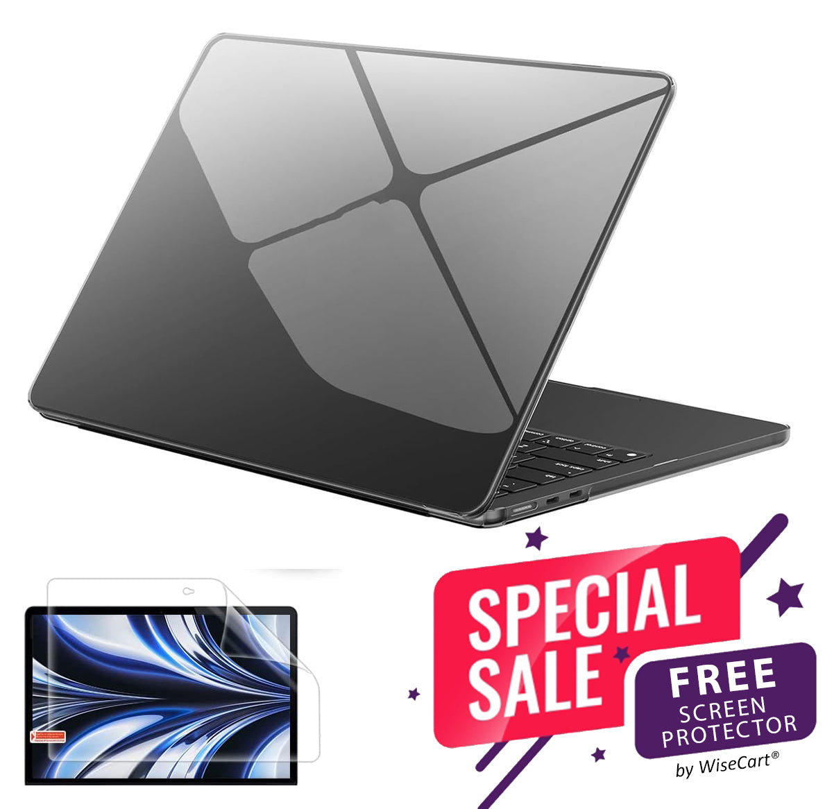 MacBook Air Case 13-15" for M2/M3/M4 - Soft Touch Shell with FREE Screen Protector
