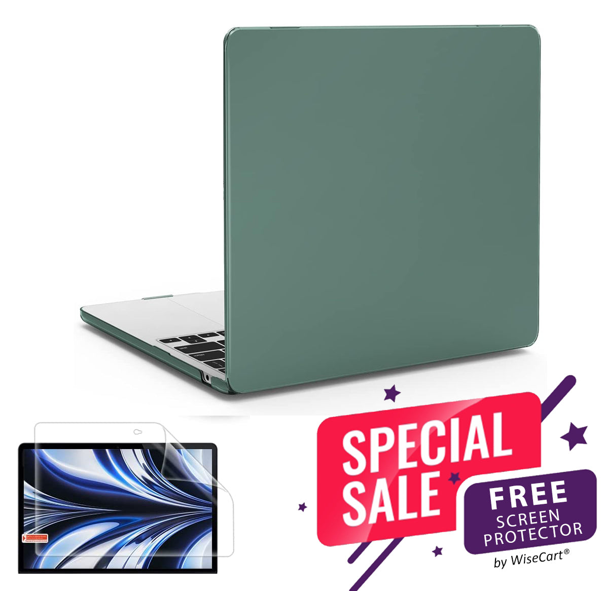 MacBook Air Case 13-15" for M2/M3/M4 - Soft Touch Shell with FREE Screen Protector