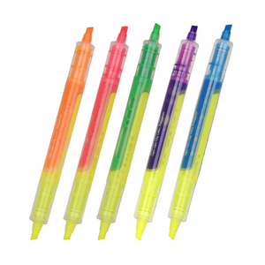 Selcouth® Dual Tip Highlighter Pen Set - Assorted Neon Colors, Chisel Tip for Organizing & Coloring
