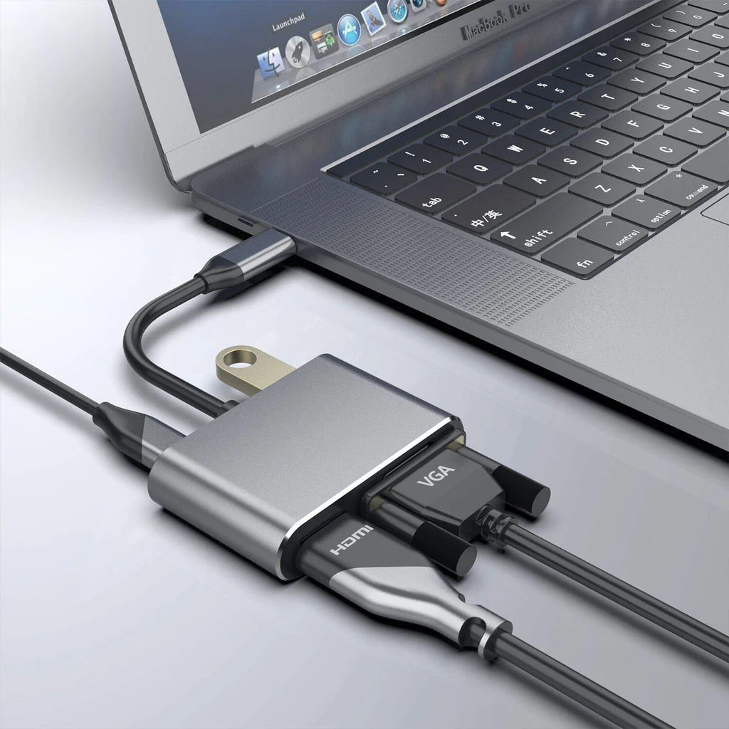 WiseCart® USB-C Hub - HDMI 4K, VGA, USB 3.0, 65W PD, Aluminum Alloy, for Mac/Windows