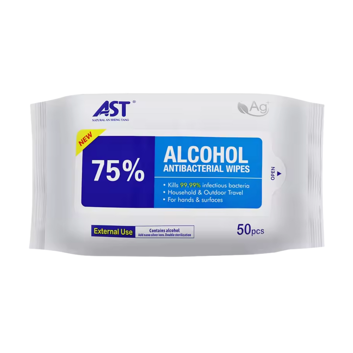 AST Alcohol Disinfecting Wipes - 75% Ethyl Alcohol, Kills 99.9% of Bacteria & Viruses, 5.9x7.8 in