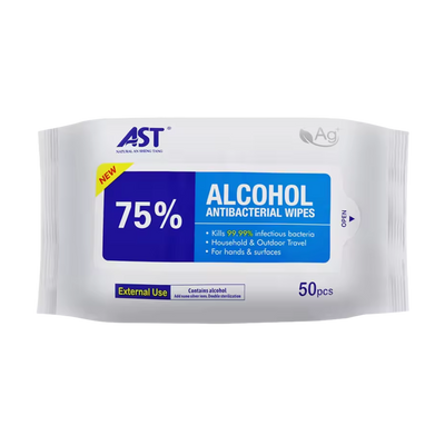 AST Alcohol Disinfecting Wipes - 75% Ethyl Alcohol, Kills 99.9% of Bacteria & Viruses, 5.9x7.8 in