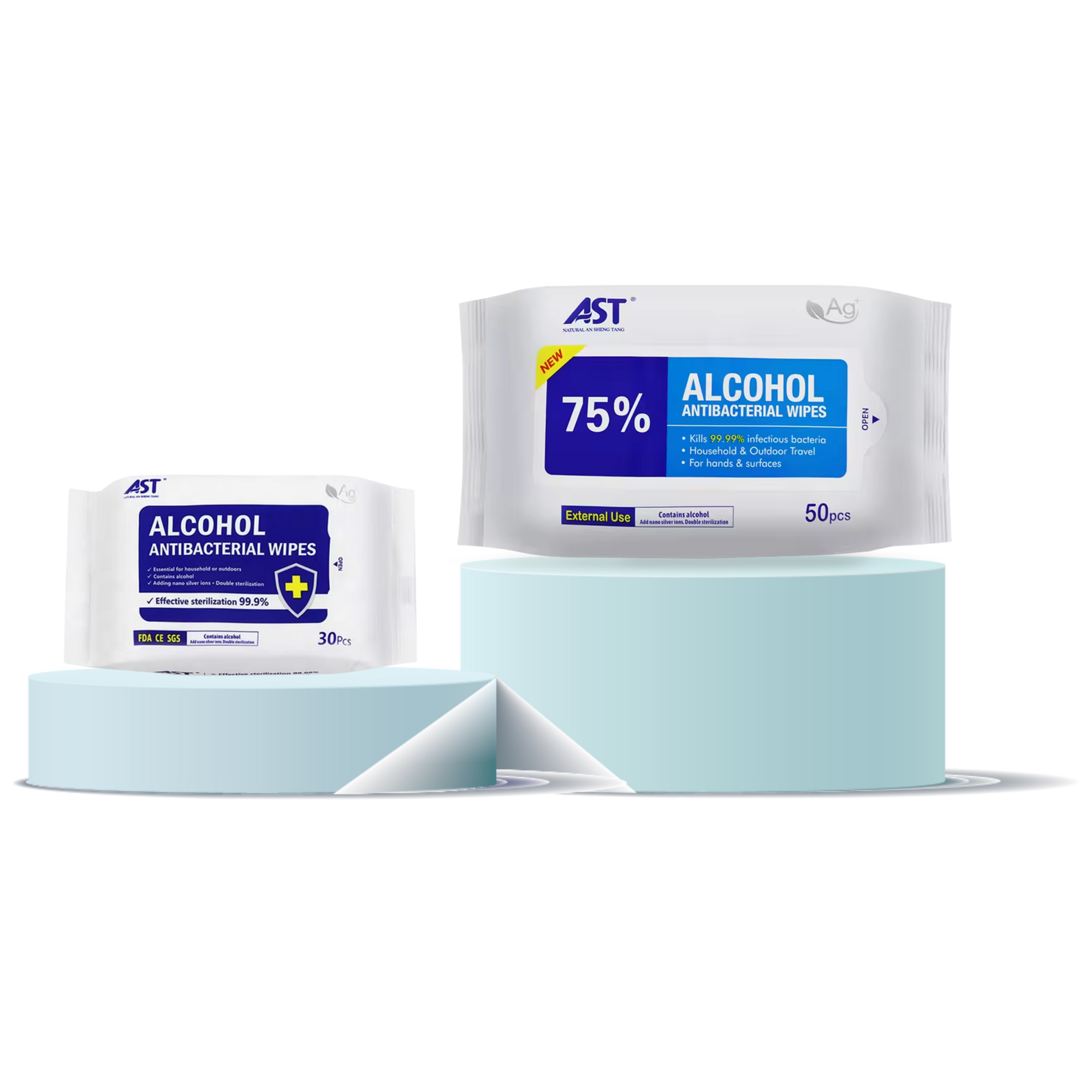 AST Alcohol Disinfecting Wipes - 75% Ethyl Alcohol, Kills 99.9% of Bacteria & Viruses, 5.9x7.8 in