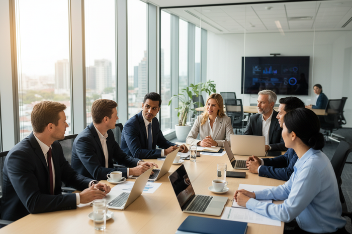 create a corporate meeting real people