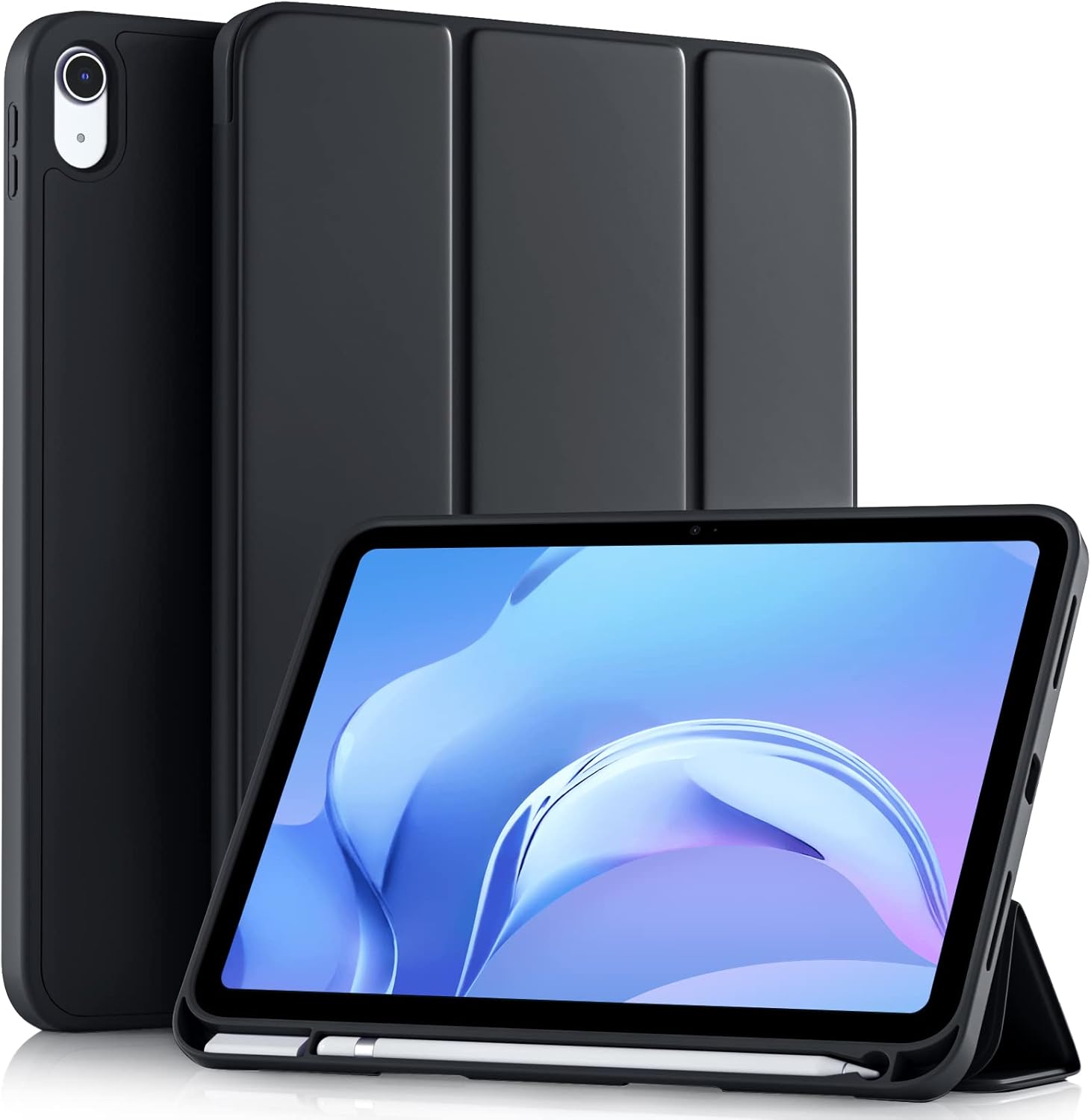 iPad Case for Air 7/6, 10/11, Mini 7/6, Pro - Trifold Stand Smart Case with Soft TPU Back