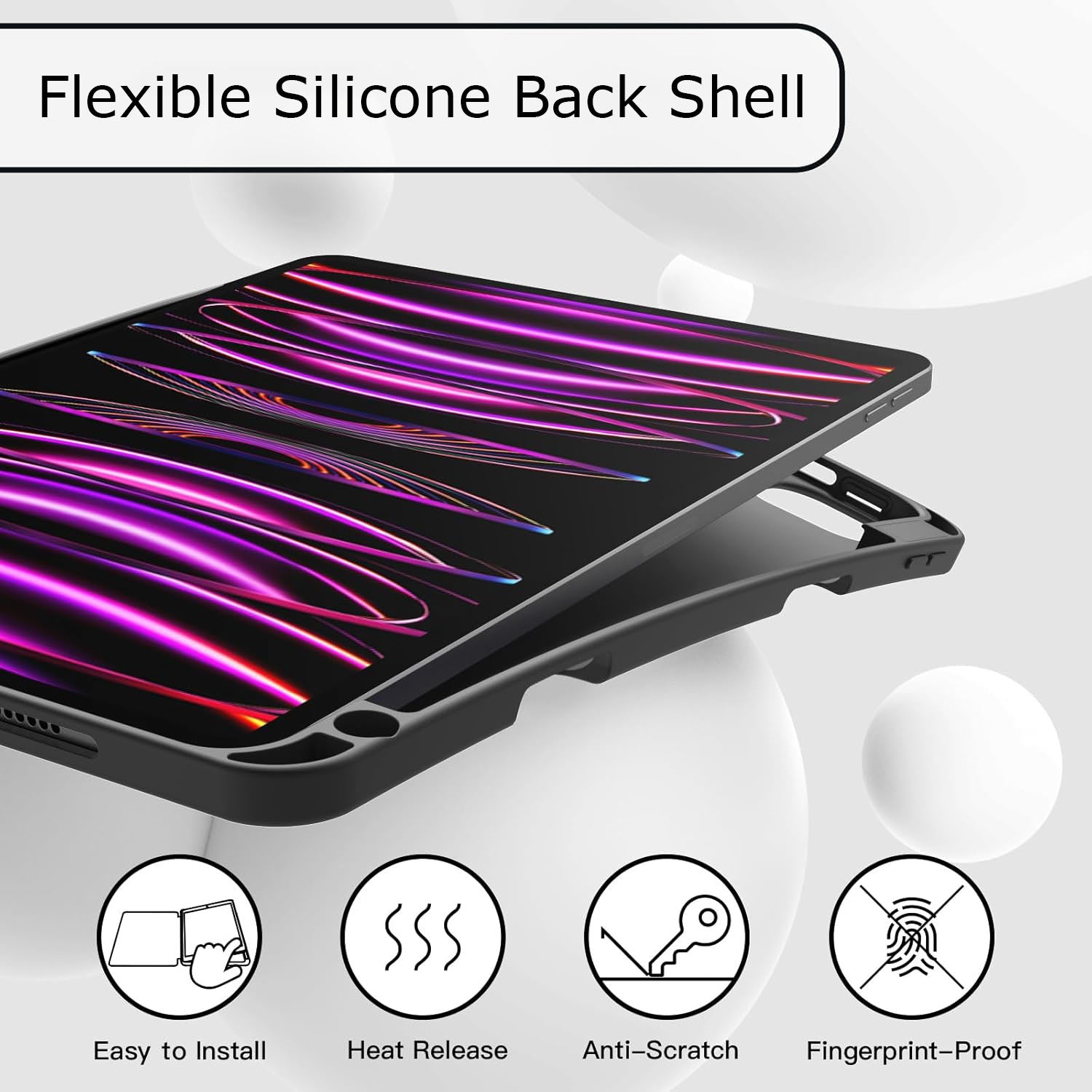 iPad Pro 11/13 inch Case - Silicone Case with Pencil Slot for 2015-2024 Models