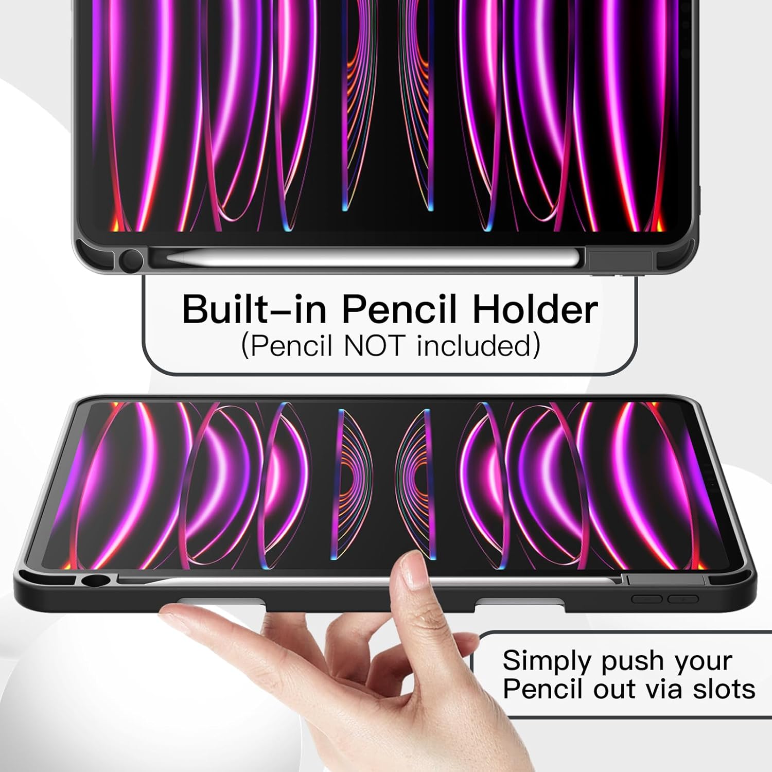 iPad Pro 11/13 inch Case - Silicone Case with Pencil Slot for 2015-2024 Models