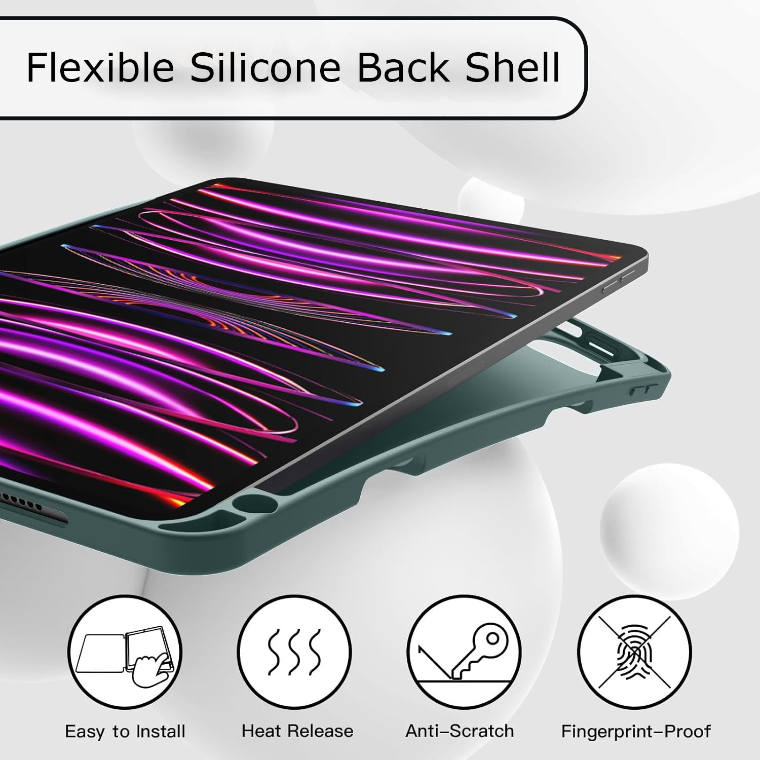 iPad Pro 11/13 inch Case - Silicone Case with Pencil Slot for 2015-2024 Models