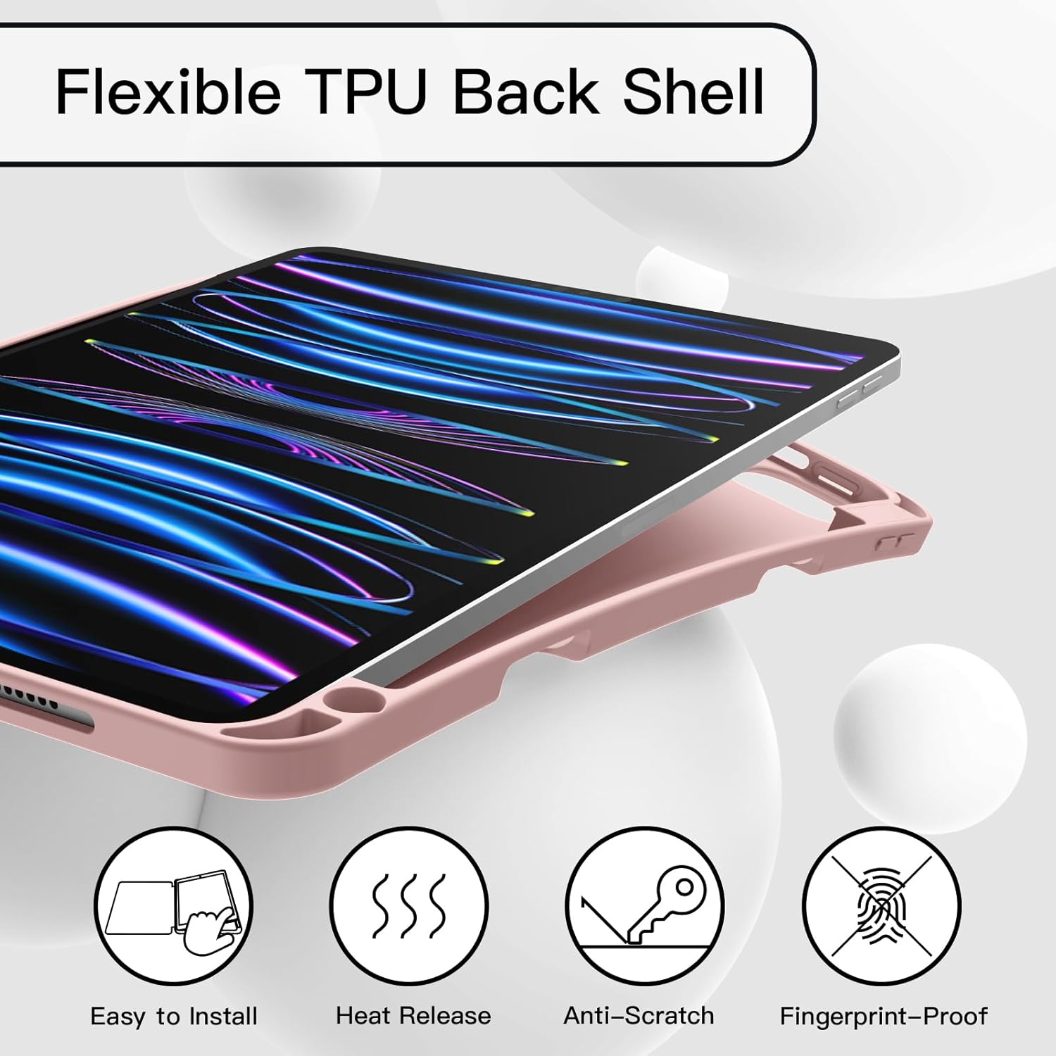 iPad Pro 11/13 inch Case - Silicone Case with Pencil Slot for 2015-2024 Models