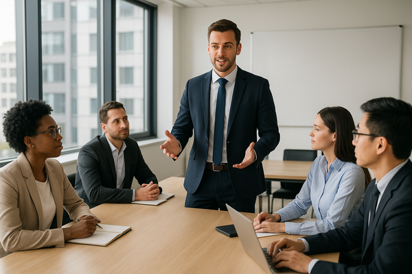 office meeting man as a leader