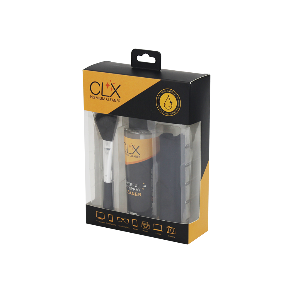 WiseCart® CLX Antibacterial Screen Cleaning Kit - 100mL Spray, Microfiber Cloth, Brush, Streak-Free & Anti-Static